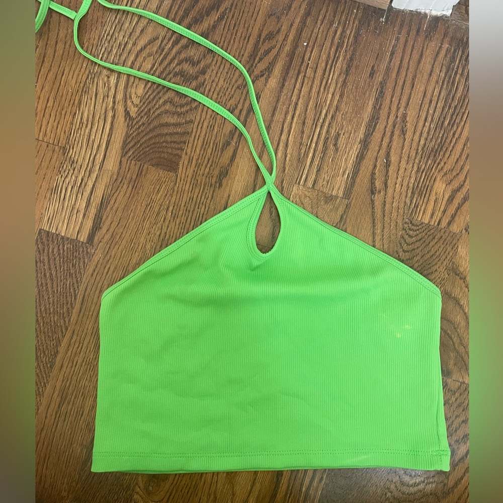 Zara lime green halter crop top